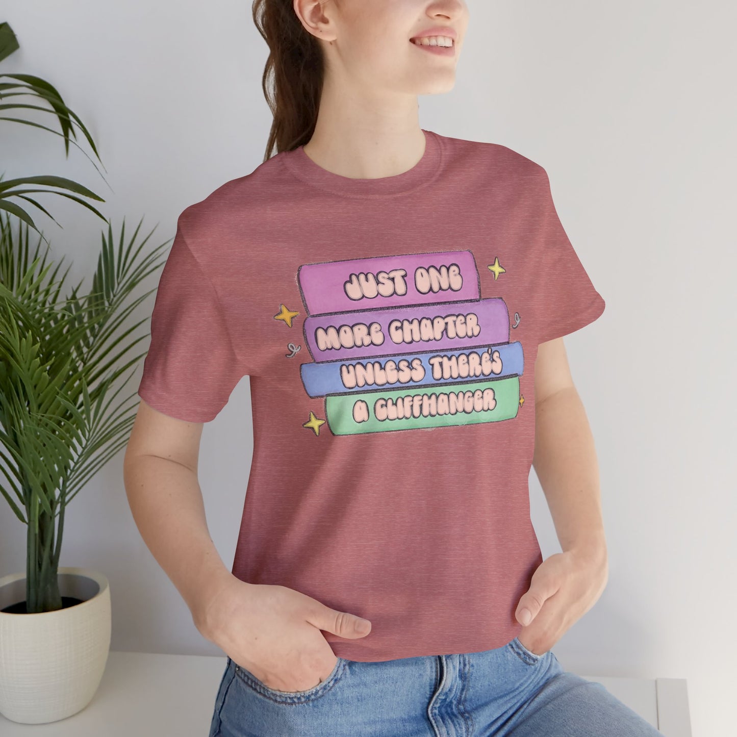 Book Lover Tee — "Just One More Chapter Unless There’s A Cliffhanger" Pastel Graphic