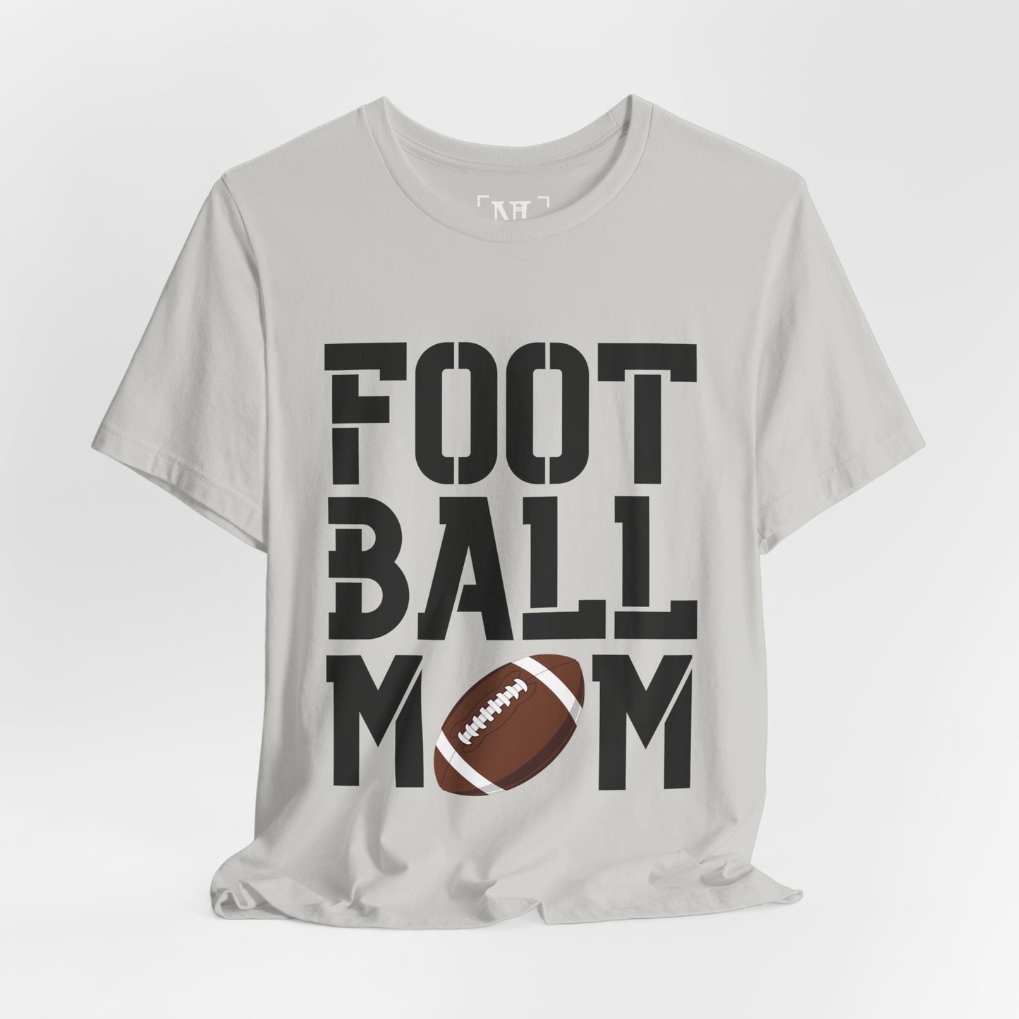 Football Mom T-Shirt – Bold Stacked Text with Football Graphic