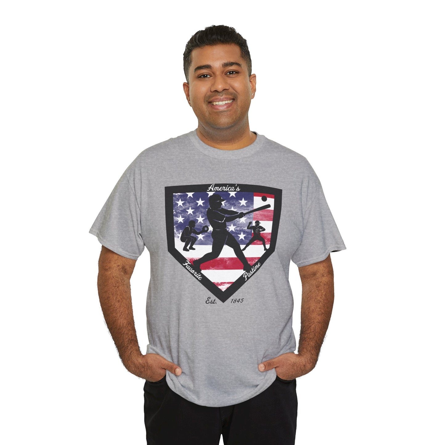 Baseball Home Plate American Flag T‑Shirt – America's Favorite Pastime Design