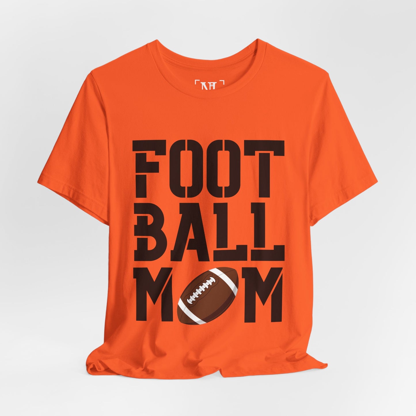 Football Mom T-Shirt – Bold Stacked Text with Football Graphic