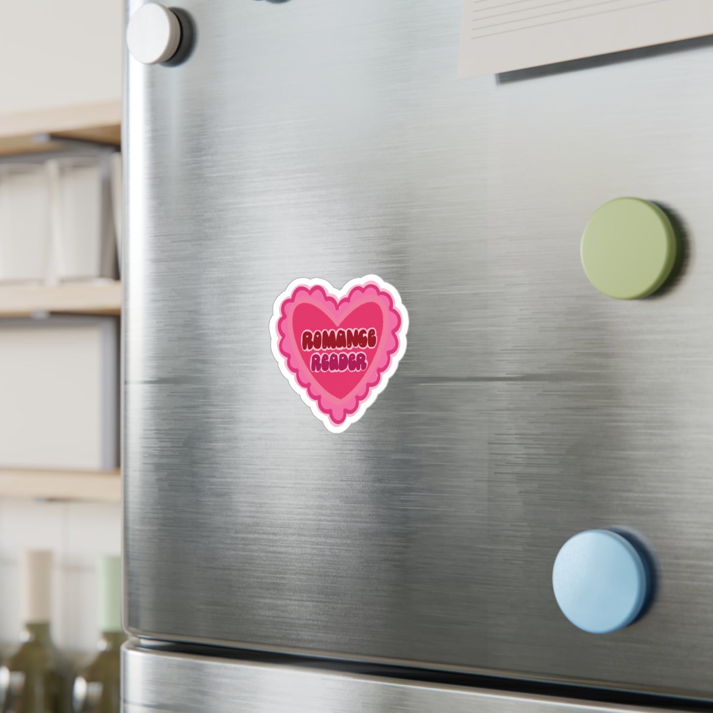 Romance Reader Heart Sticker — Pink Kiss-Cut Vinyl Decal