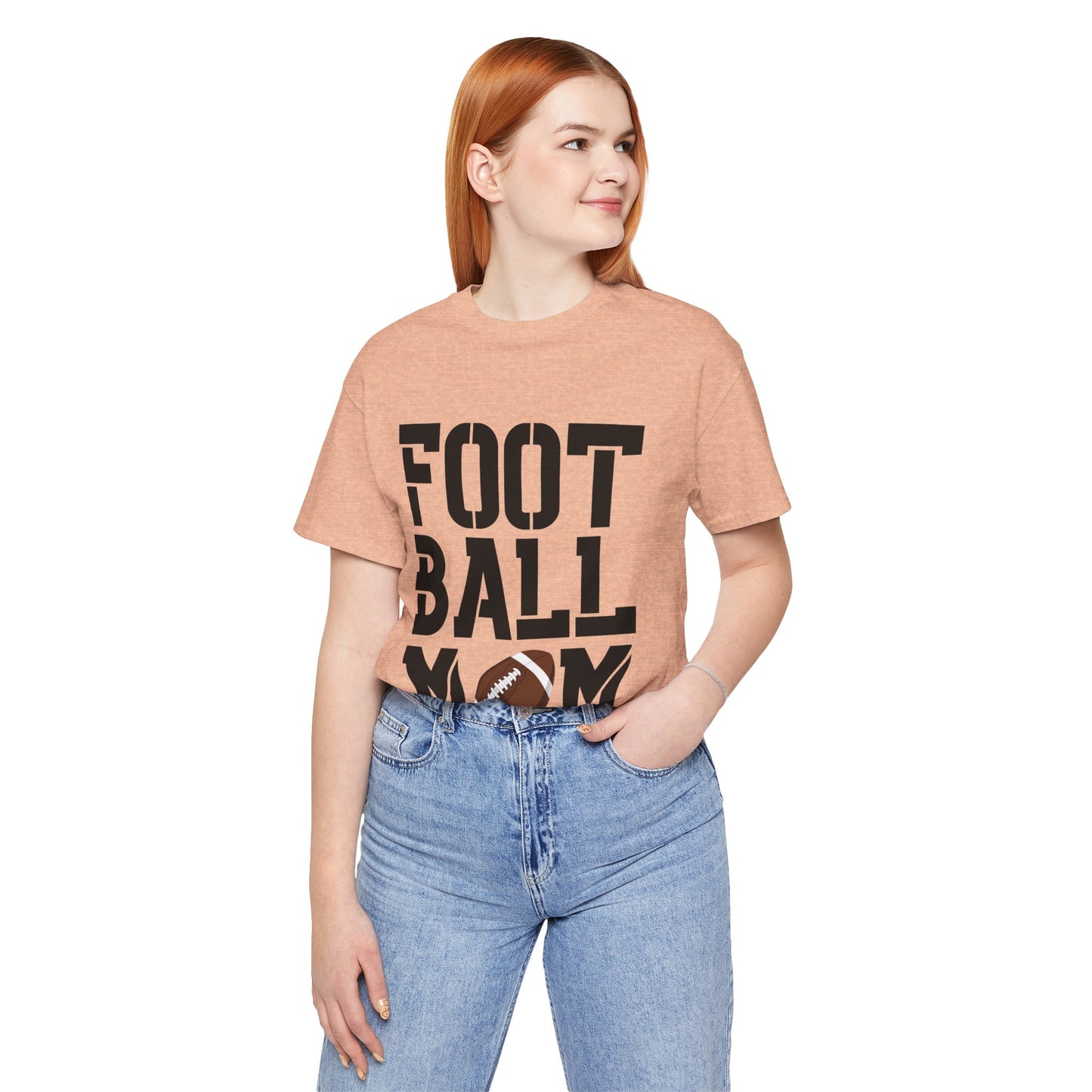 Football Mom T-Shirt – Bold Stacked Text with Football Graphic
