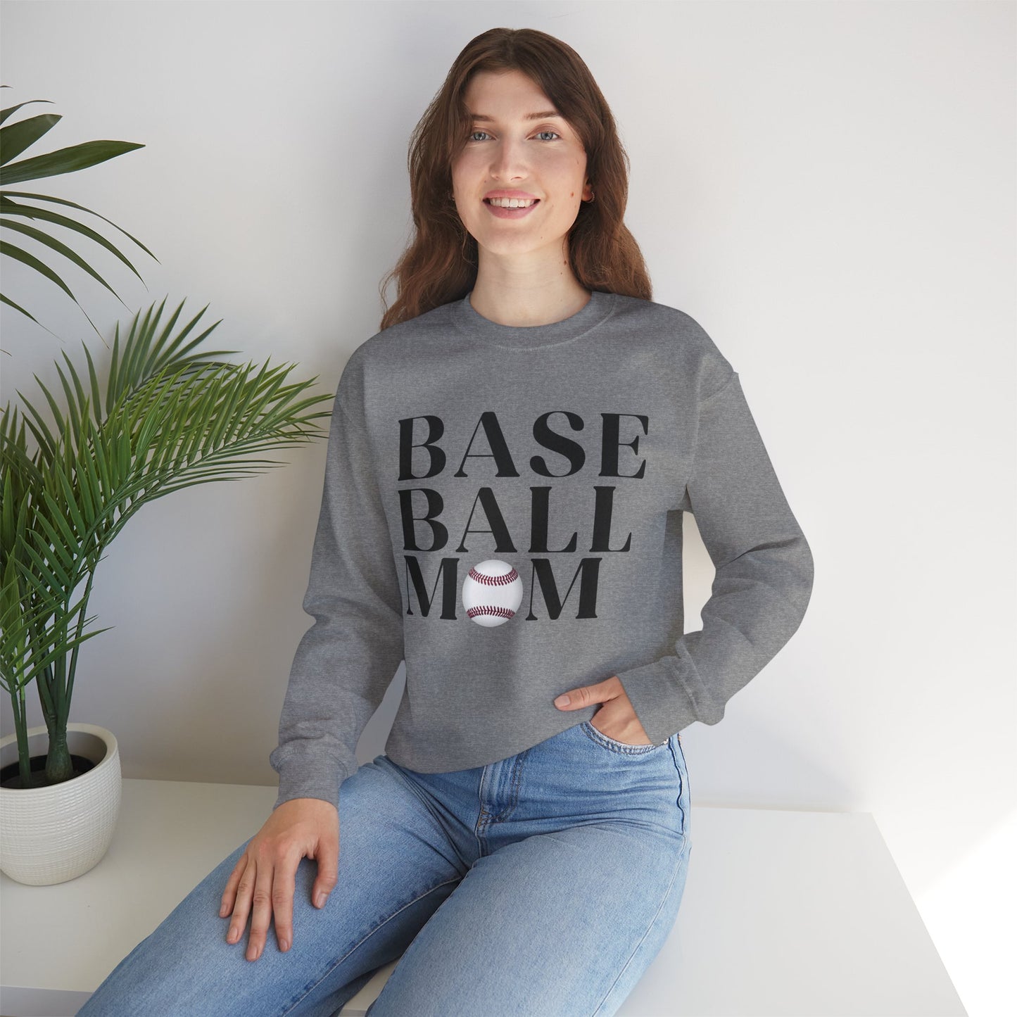 Baseball Mom Crewneck Sweatshirt - Baseball Graphic Pullover for Moms