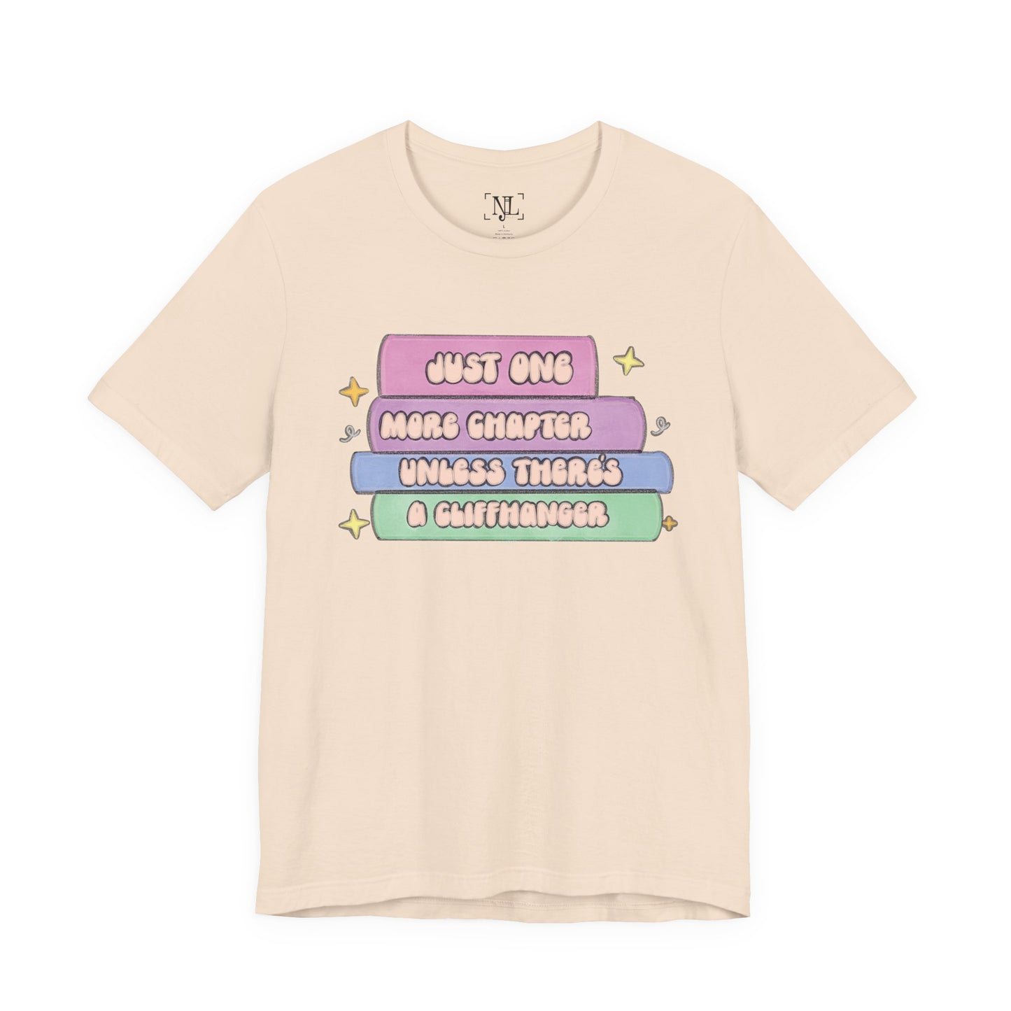 Book Lover Tee — "Just One More Chapter Unless There’s A Cliffhanger" Pastel Graphic