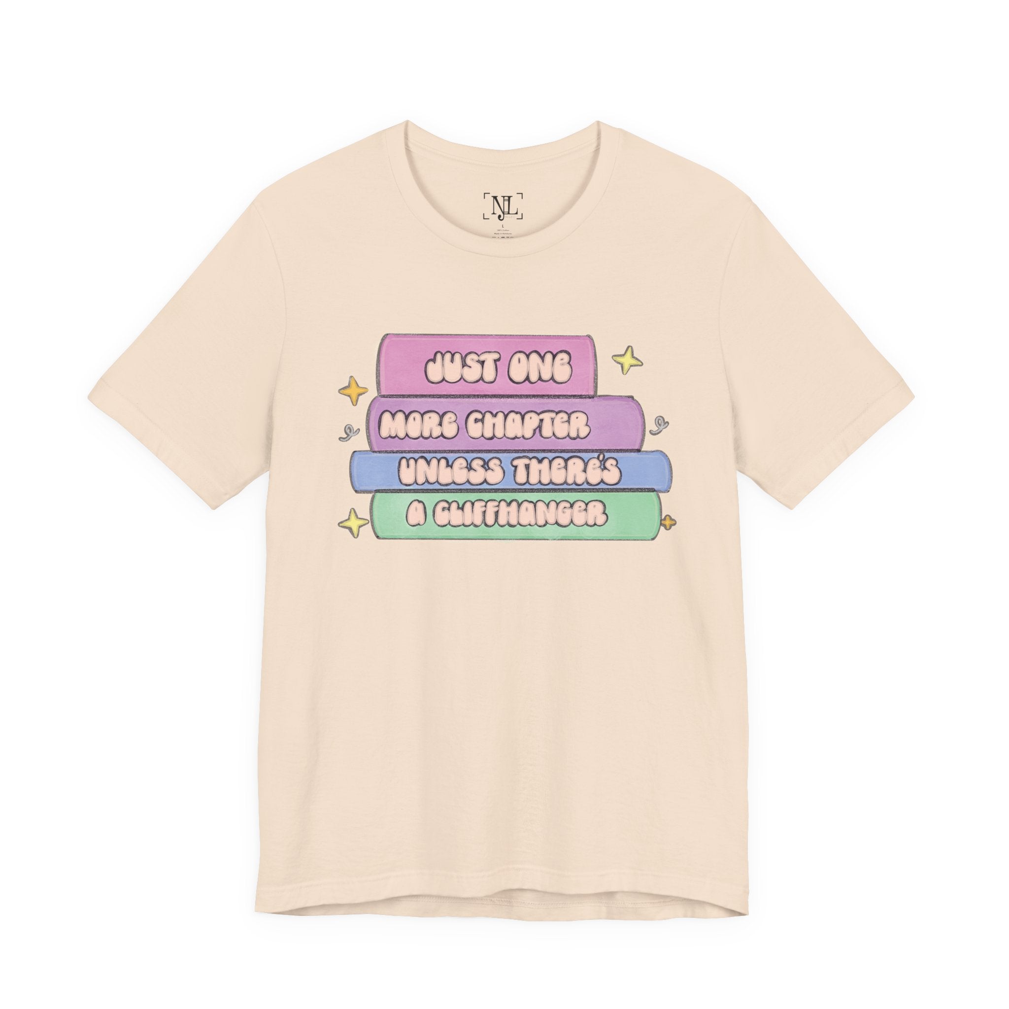 Book Lover Tee — "Just One More Chapter Unless There’s A Cliffhanger" Pastel Graphic