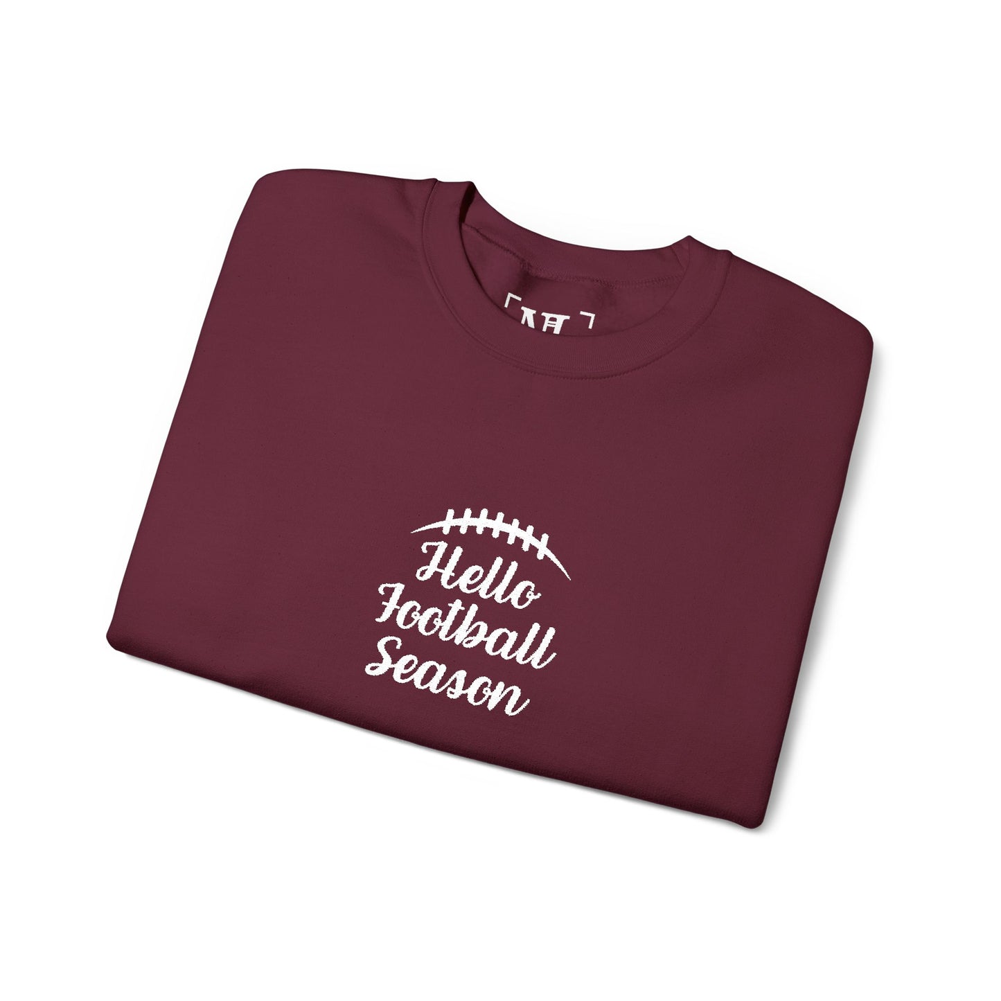 Hello Football Season Sweatshirt — Cozy Game Day Crewneck (White Text)