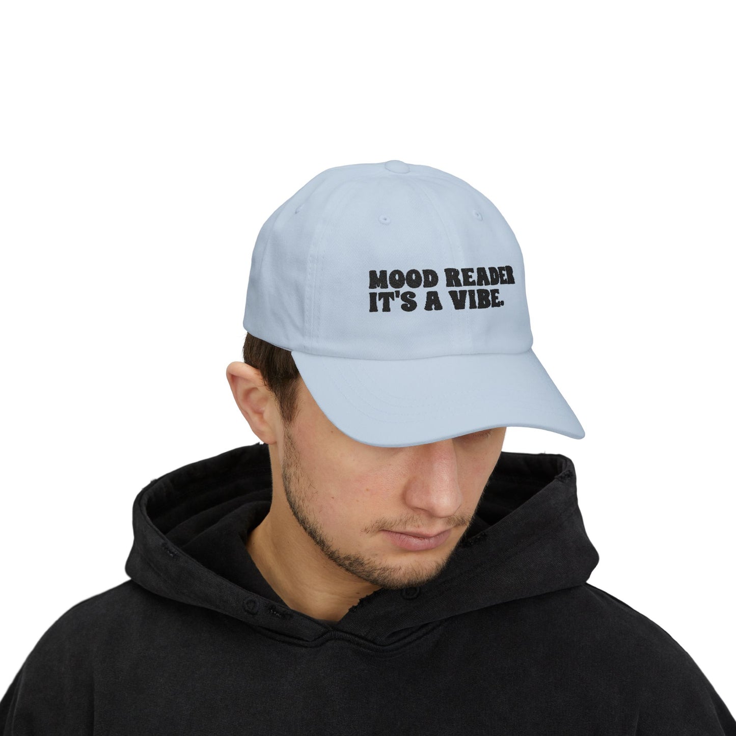 "Mood Reader It's a Vibe"- Embroidered Literary Dad Cap (Black Text)