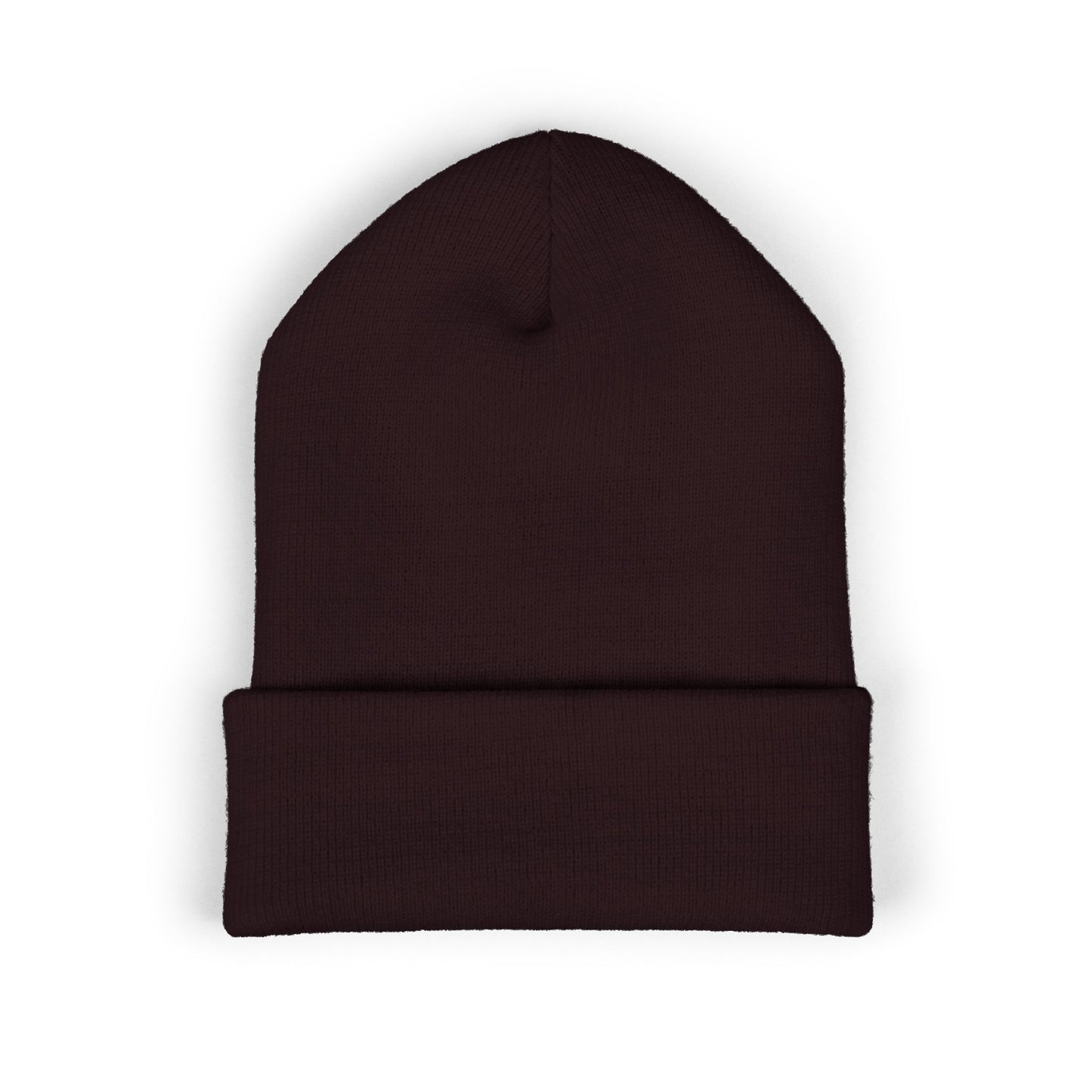 Football Mom Embroidered Cuffed Beanie – Cozy Sideline Knit Hat (White Text)