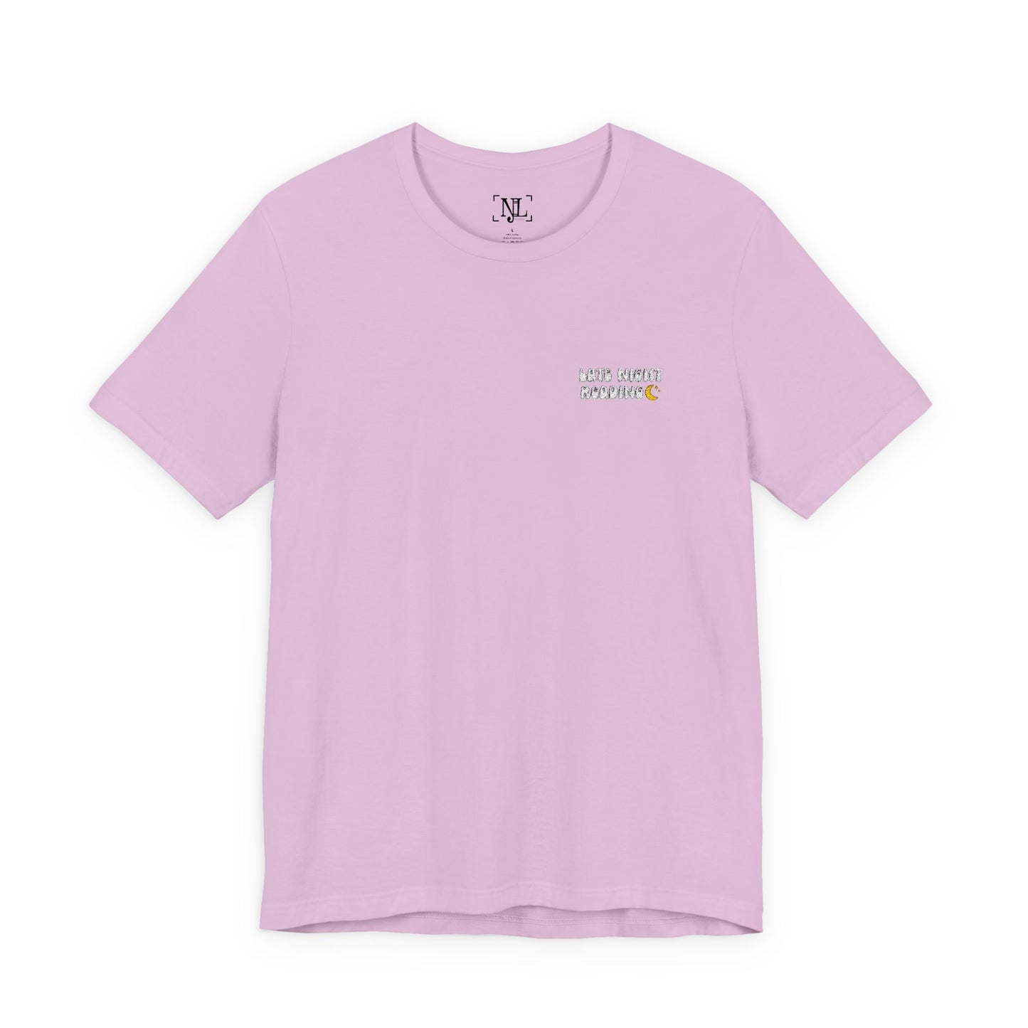 Late Night Reading - Embroidered Literary Tee (White Text)