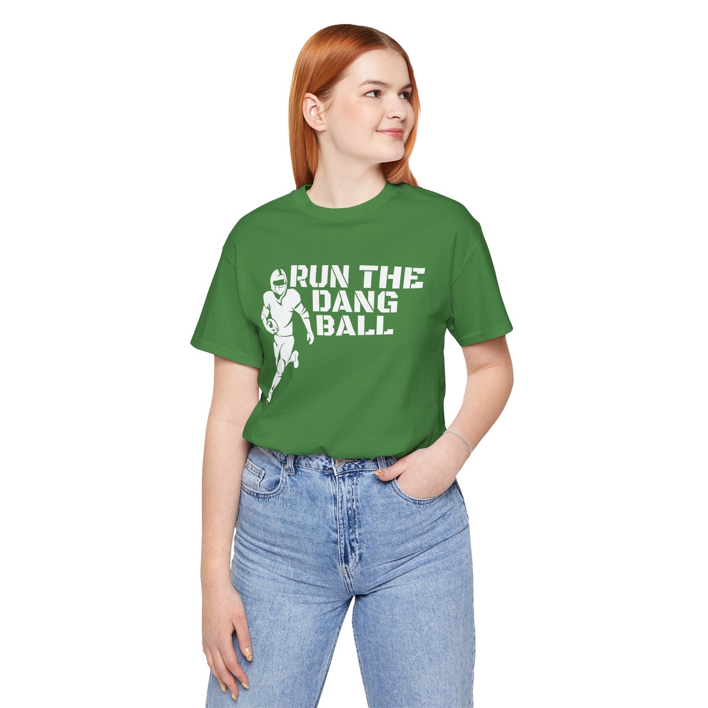 Run the Dang Ball T-Shirt — Football Player Graphic Tee (White Text)