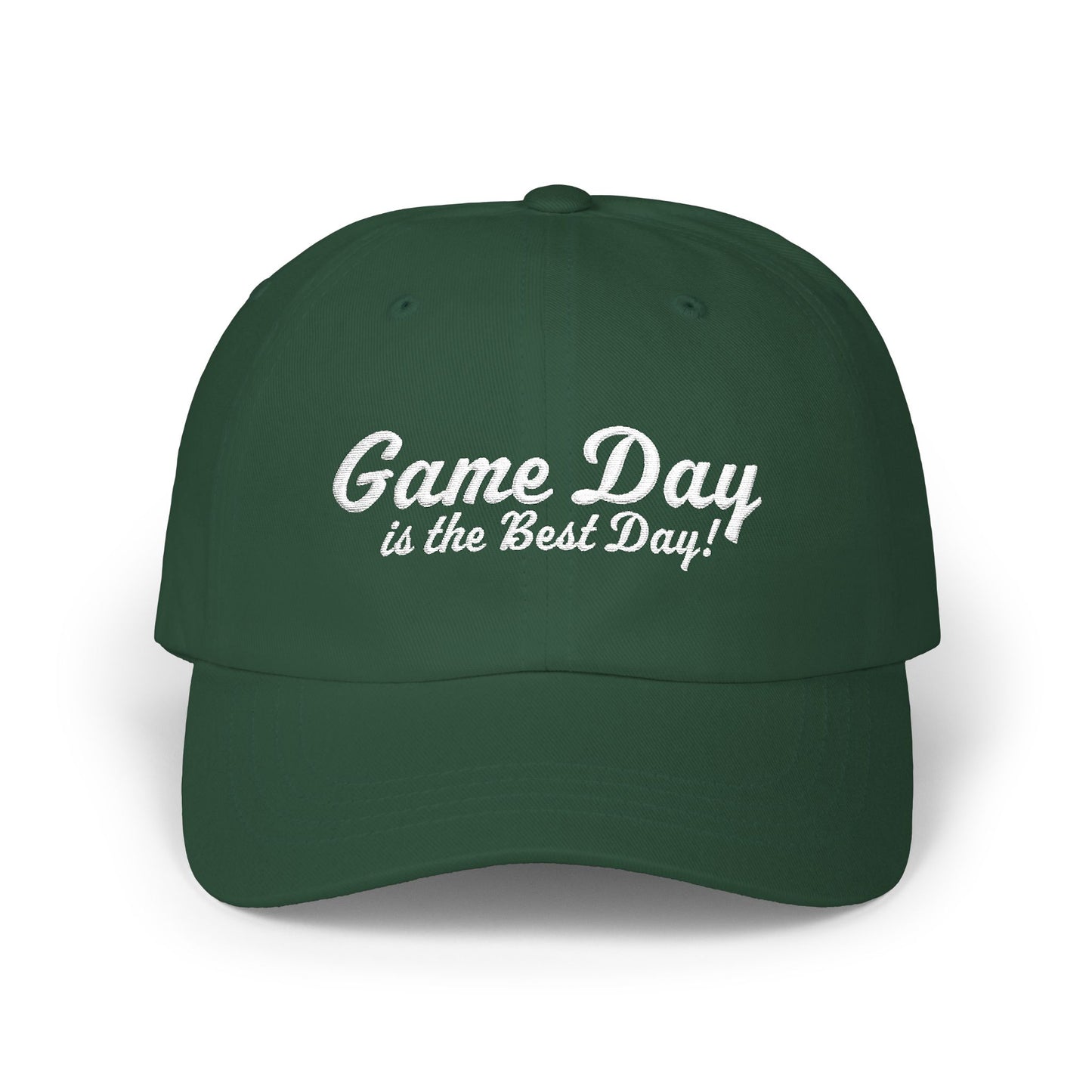 Baseball Hat "Game Day is the Best Day!" White Text Embroidered