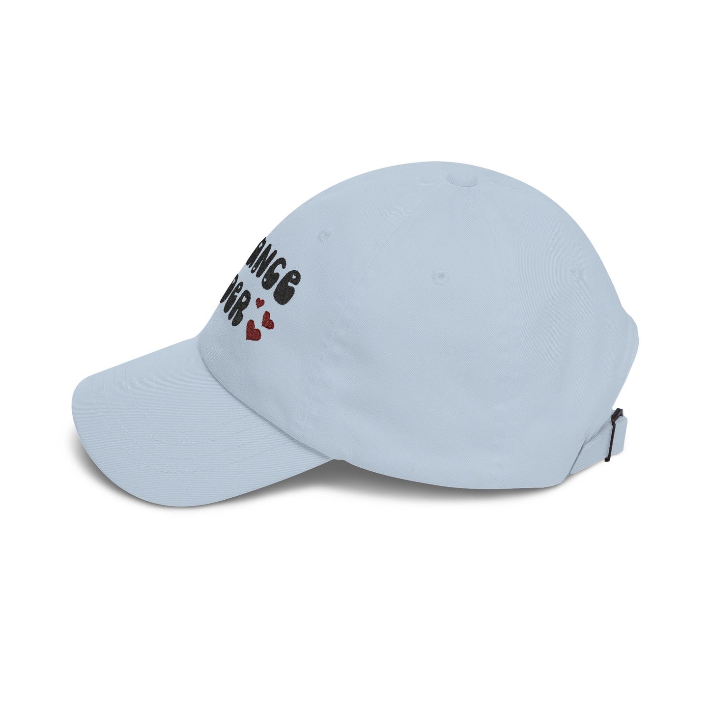"Romance Reader" - Embroidered Literary Dad Cap (Black Text with Maroon Hearts)