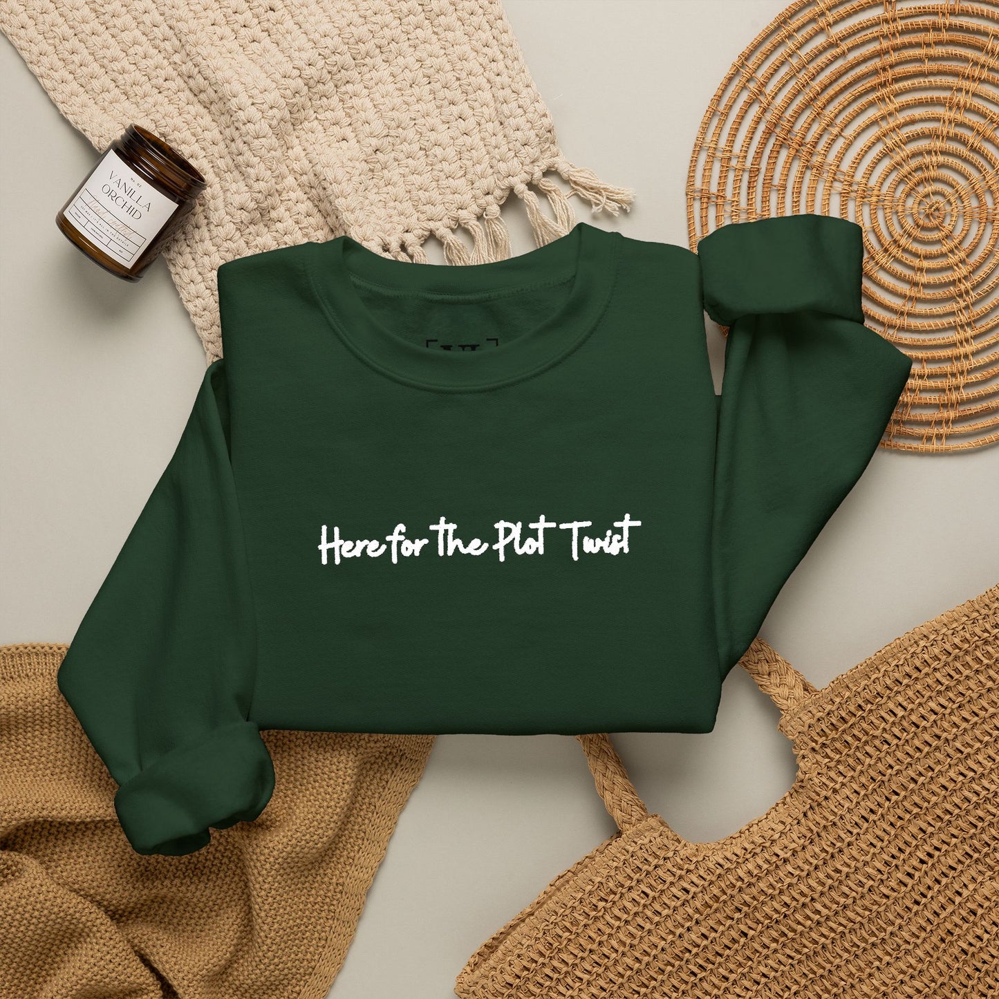 Here for the Plot Twist - Bookish Villa Inspired Embroidered Sweatshirt