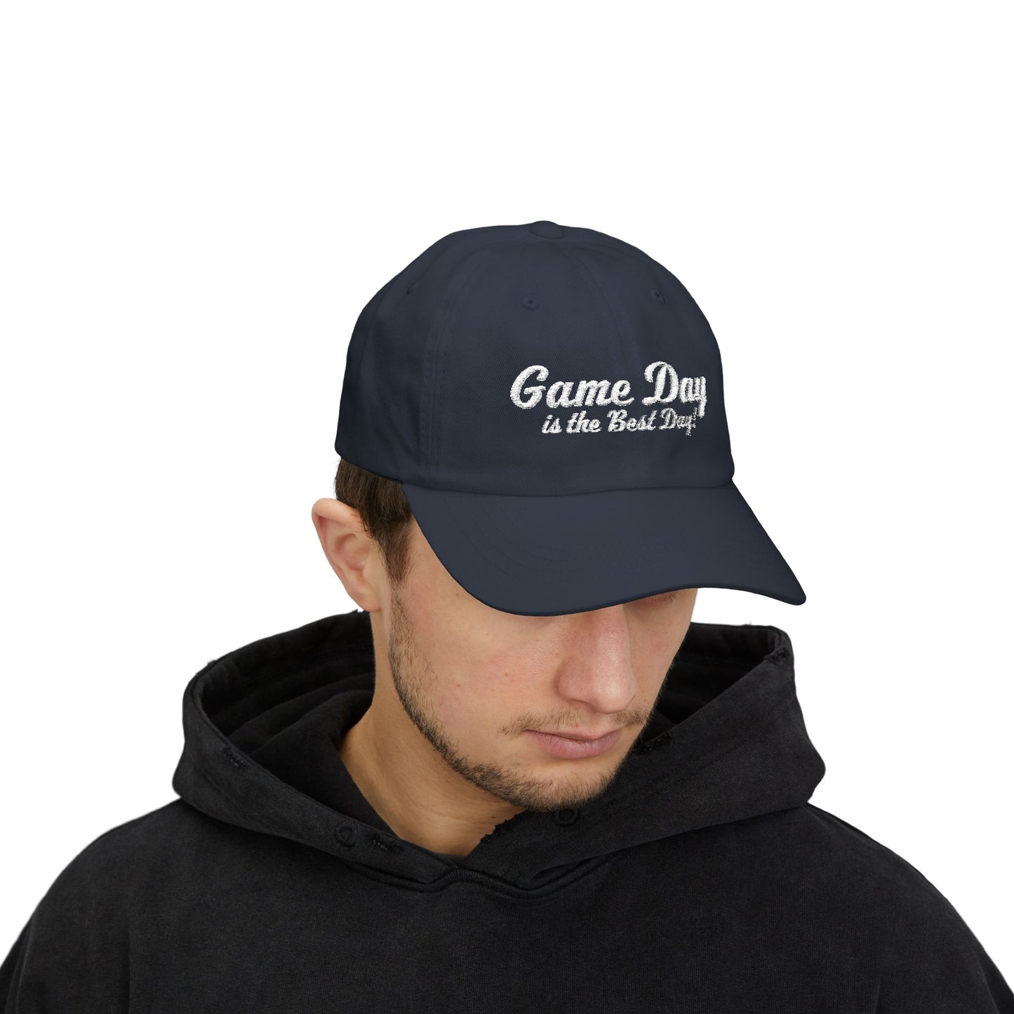 Baseball Hat "Game Day is the Best Day!" White Text Embroidered