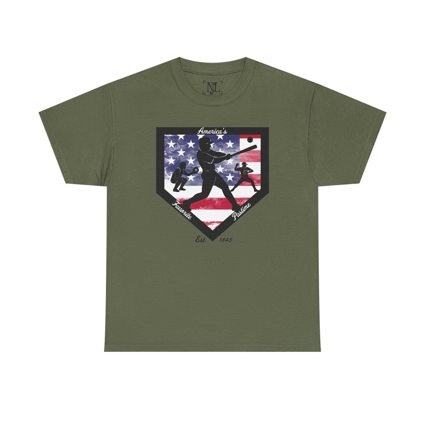 Baseball Home Plate American Flag T‑Shirt – America's Favorite Pastime Design