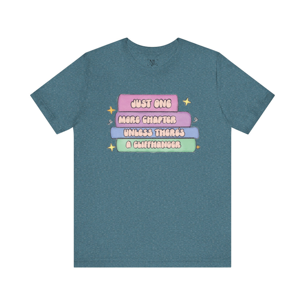 Book Lover Tee — "Just One More Chapter Unless There’s A Cliffhanger" Pastel Graphic