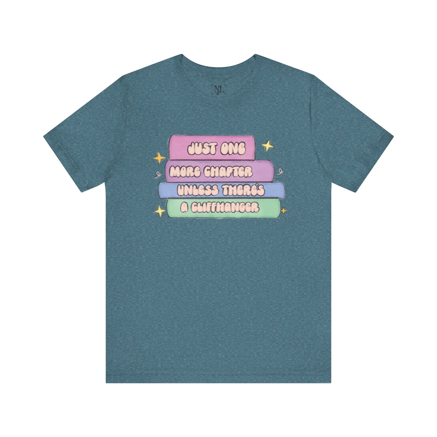 Book Lover Tee — "Just One More Chapter Unless There’s A Cliffhanger" Pastel Graphic