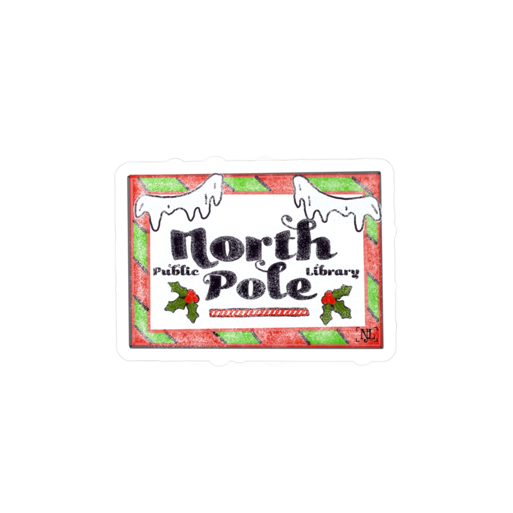 North Pole Library Christmas Sticker