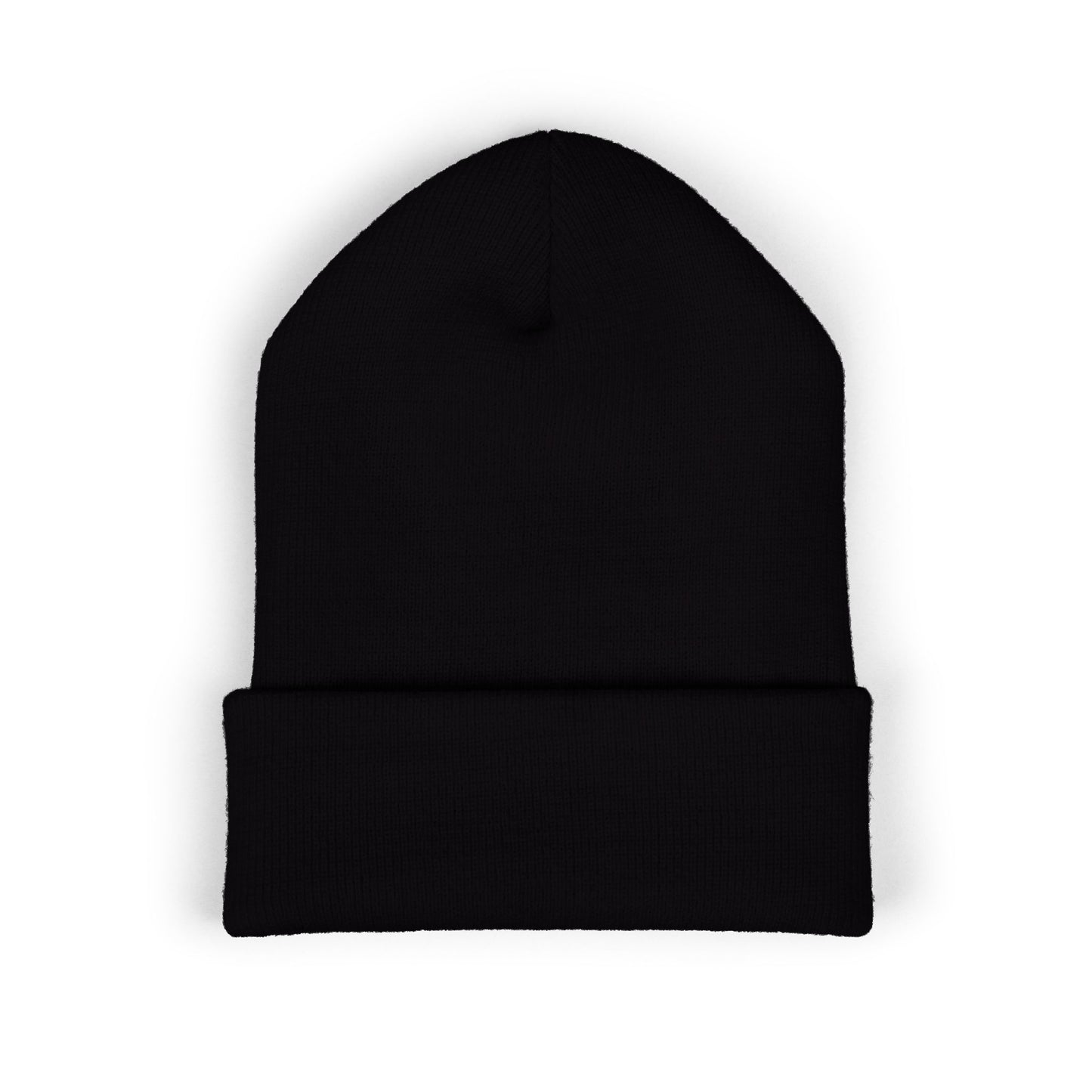 Football Mom Embroidered Cuffed Beanie – Cozy Sideline Knit Hat (White Text)