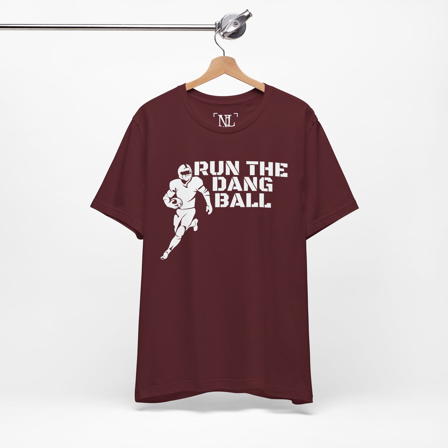 Run the Dang Ball T-Shirt — Football Player Graphic Tee (White Text)