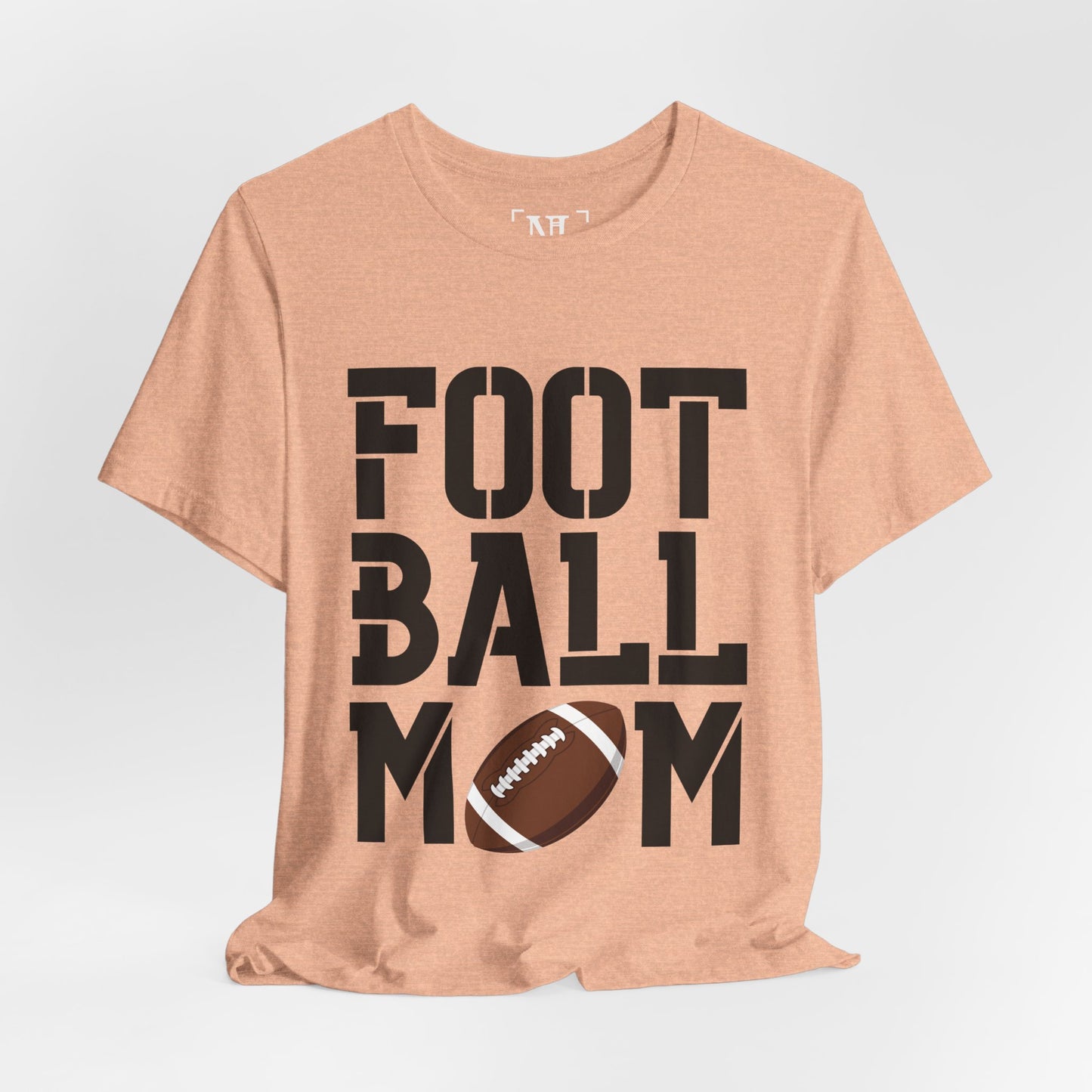 Football Mom T-Shirt – Bold Stacked Text with Football Graphic