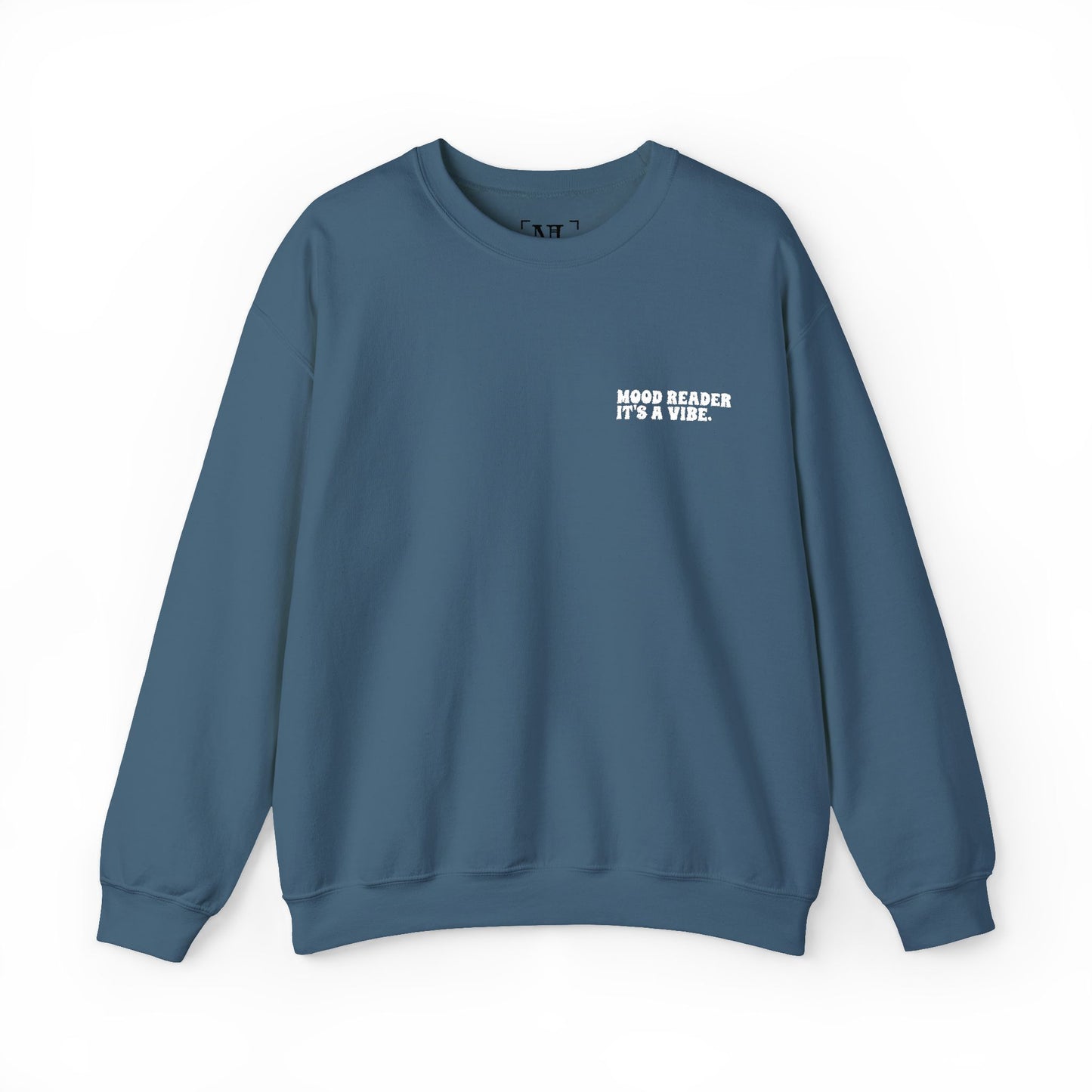 "Mood Reader. It's a Vibe - Embroidered Literary Crewneck Sweatshirt (White Text)