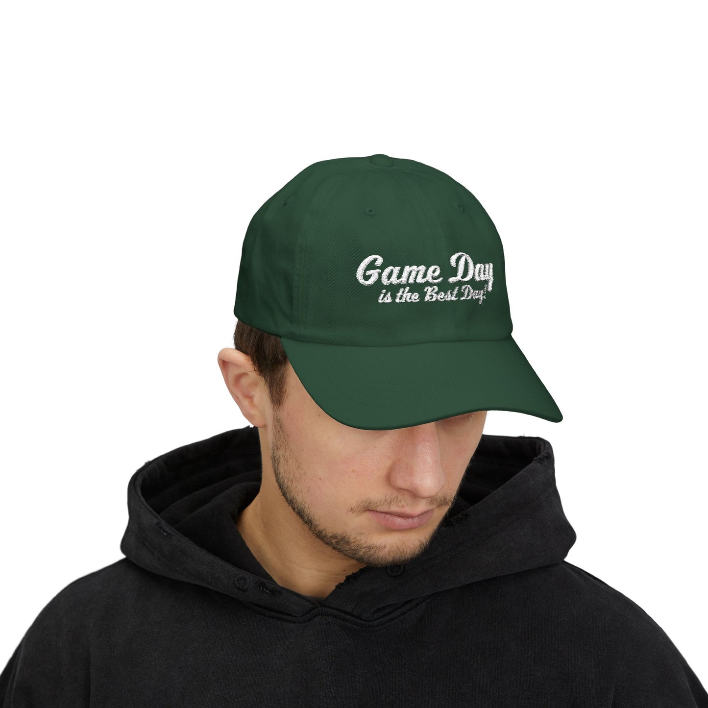 Baseball Hat "Game Day is the Best Day!" White Text Embroidered