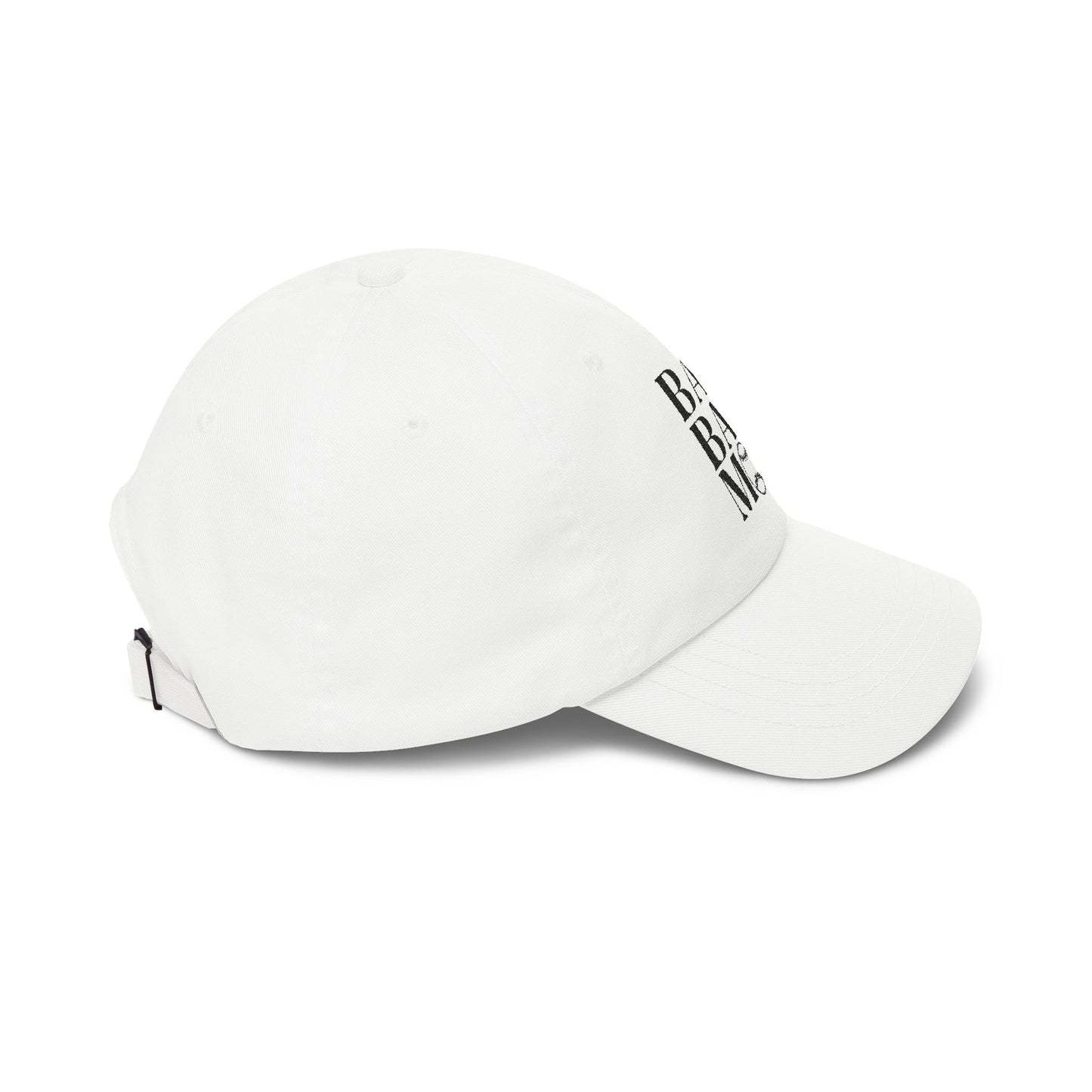 Baseball Mom Dad Cap — Distressed Black Text Embroidered Baseball Mom Hat
