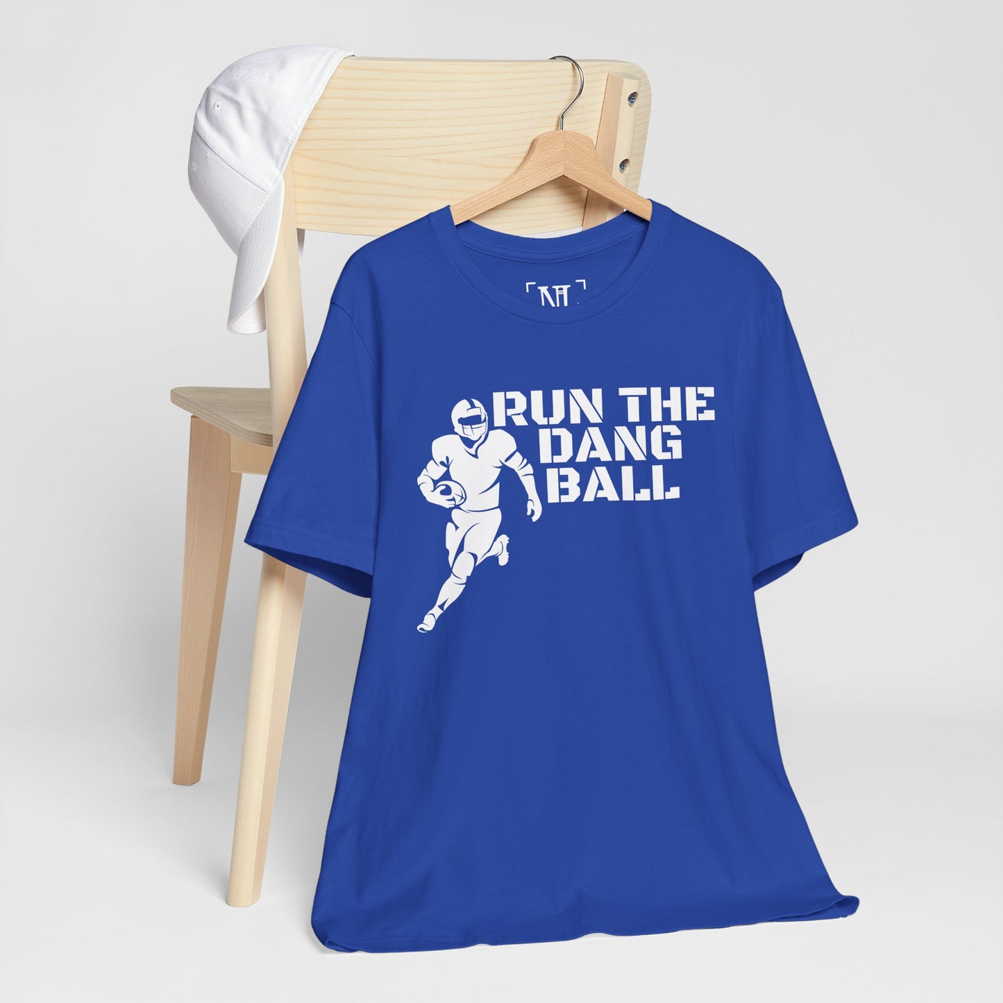 Run the Dang Ball T-Shirt — Football Player Graphic Tee (White Text)