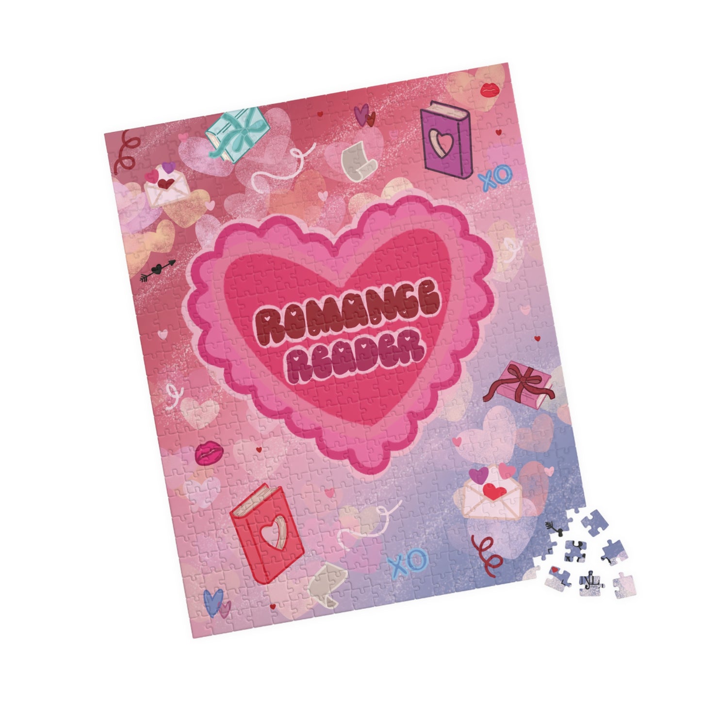 Romance Reader Heart Jigsaw Puzzle — Cute Valentine’s Day Romantic Book Lover Puzzle