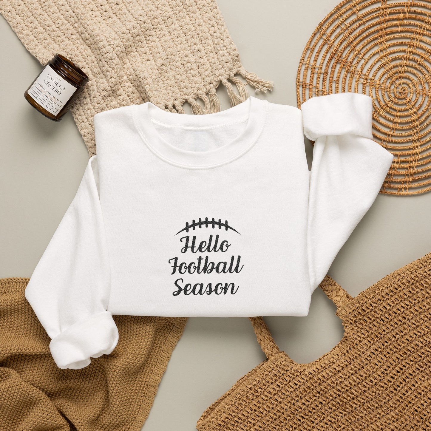 Hello Football Season Sweatshirt — Cozy Game Day Crewneck