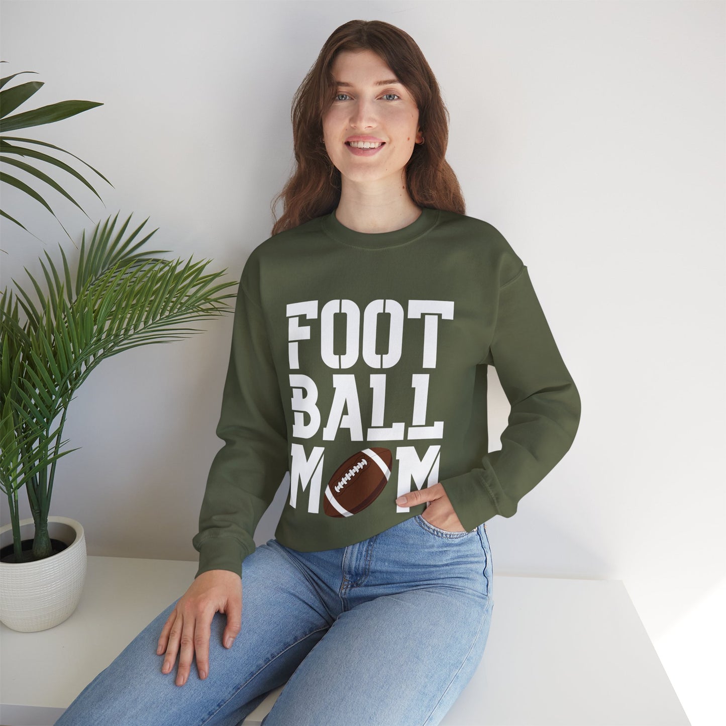 Football Mom Crewneck Sweatshirt (White Text)