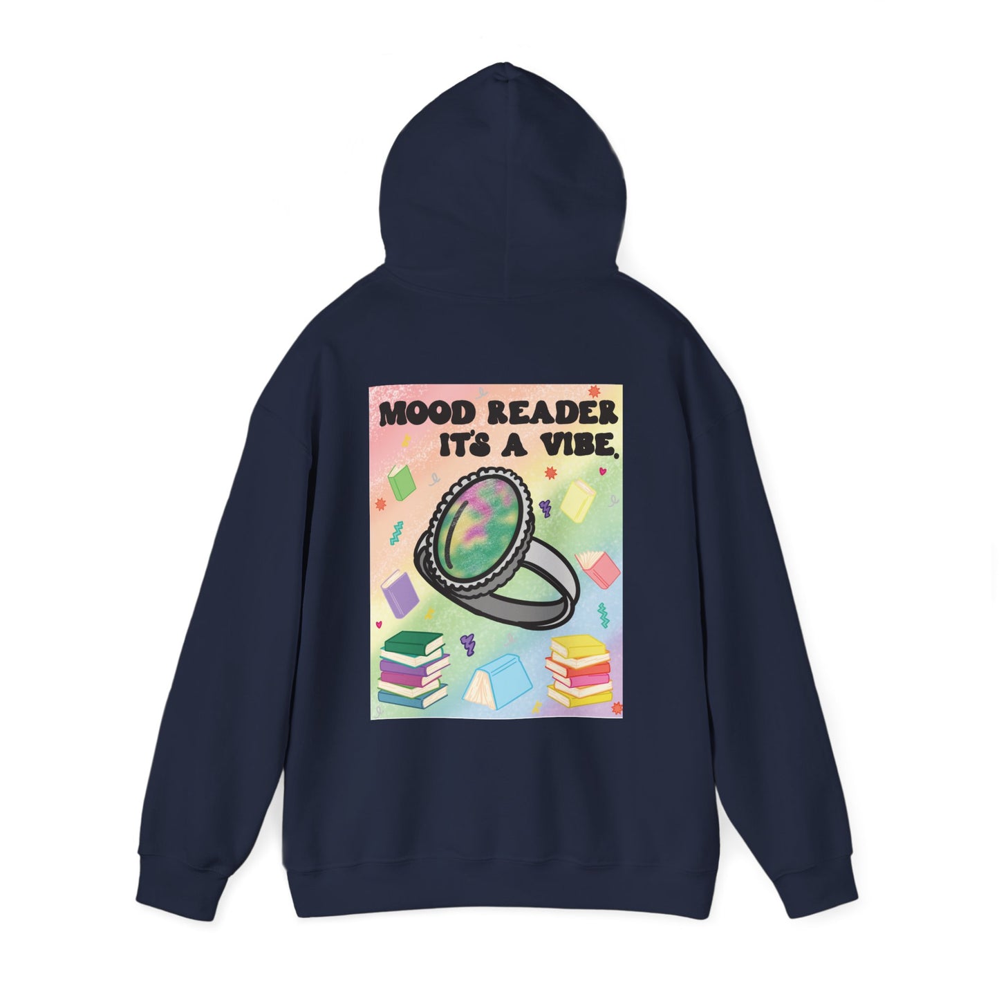 Mood Reader It's a Vibe Book Lover Pullover Graphic Hoodie (White Text)