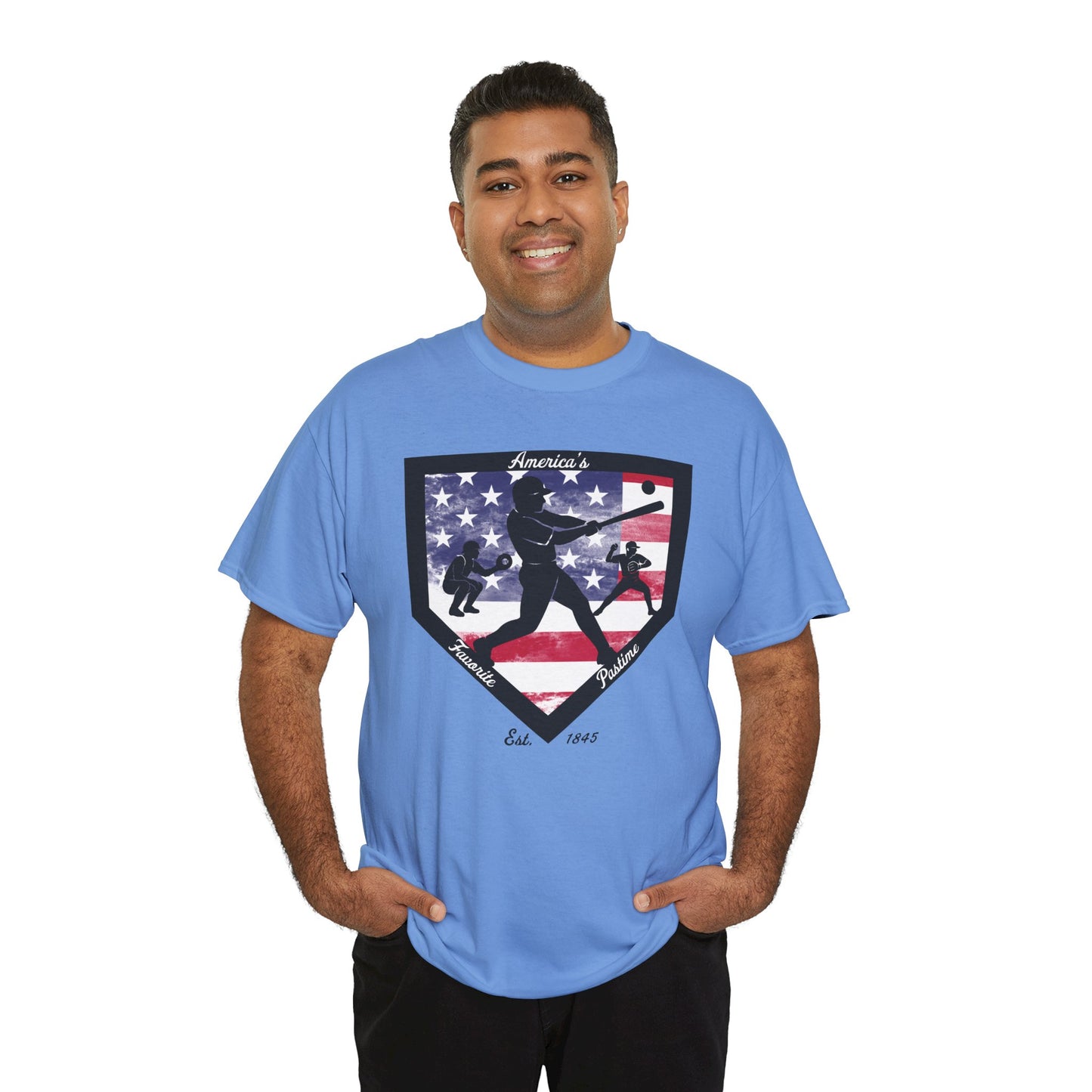 Baseball Home Plate American Flag T‑Shirt – America's Favorite Pastime Design