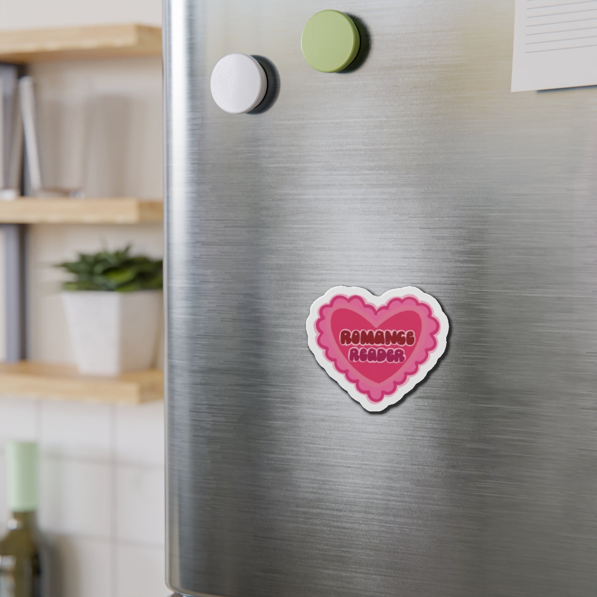 Romance Reader Heart Magnet — Pink Die-Cut Book Lover Magnet