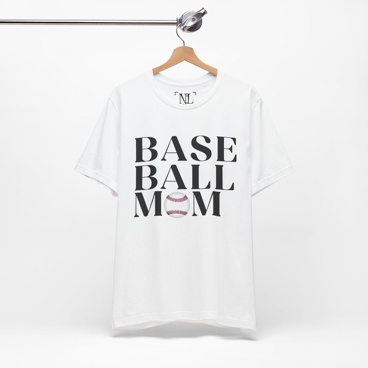 Baseball Mom T-Shirt – Retro Script with Baseball Graphic