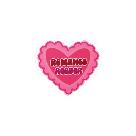 Romance Reader Heart Sticker — Pink Kiss-Cut Vinyl Decal
