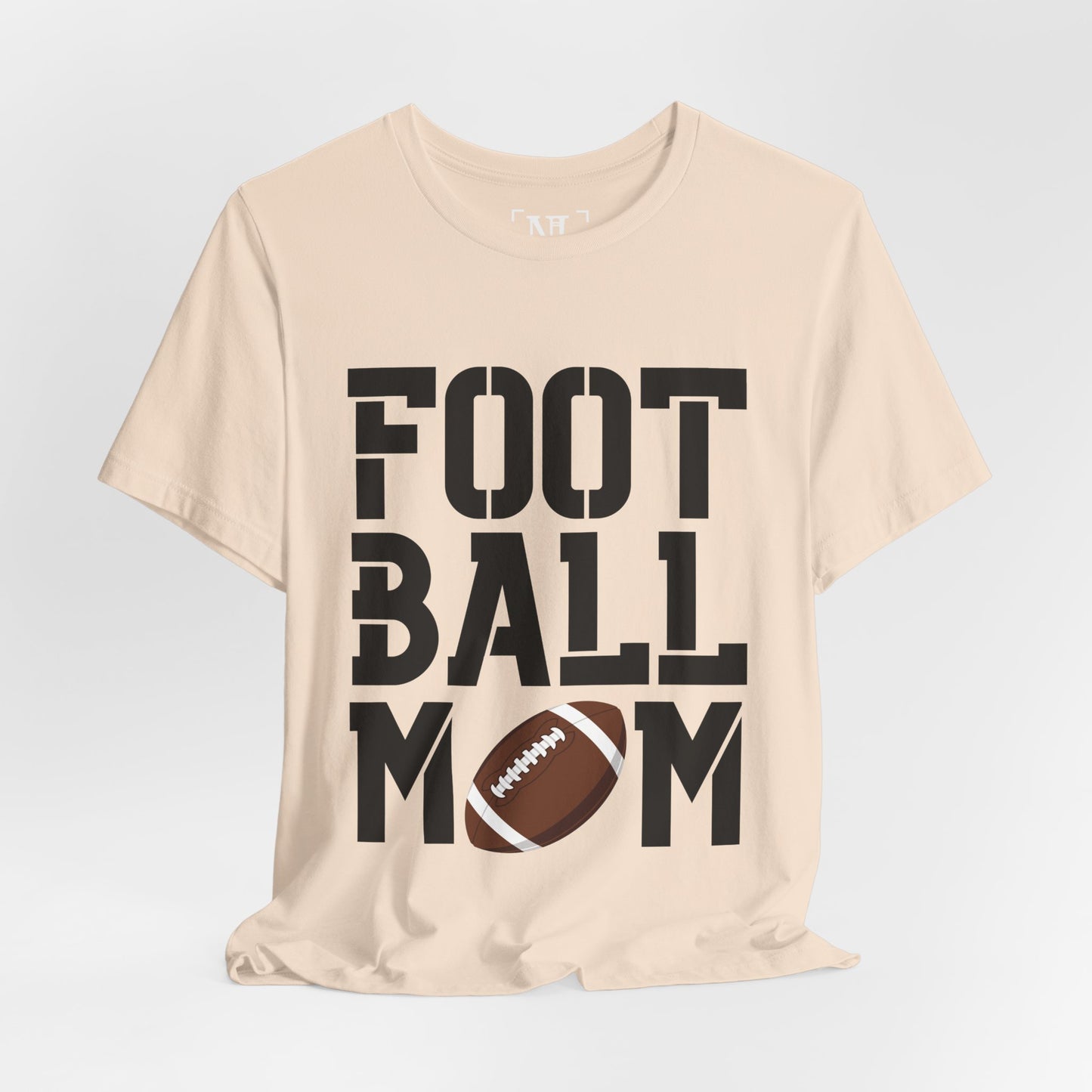 Football Mom T-Shirt – Bold Stacked Text with Football Graphic