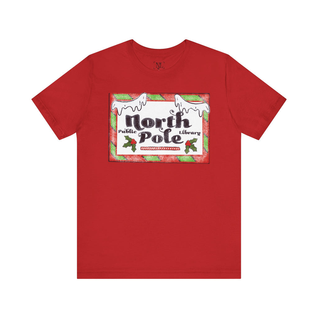 North Pole Library Short Sleeve Christmas Tee