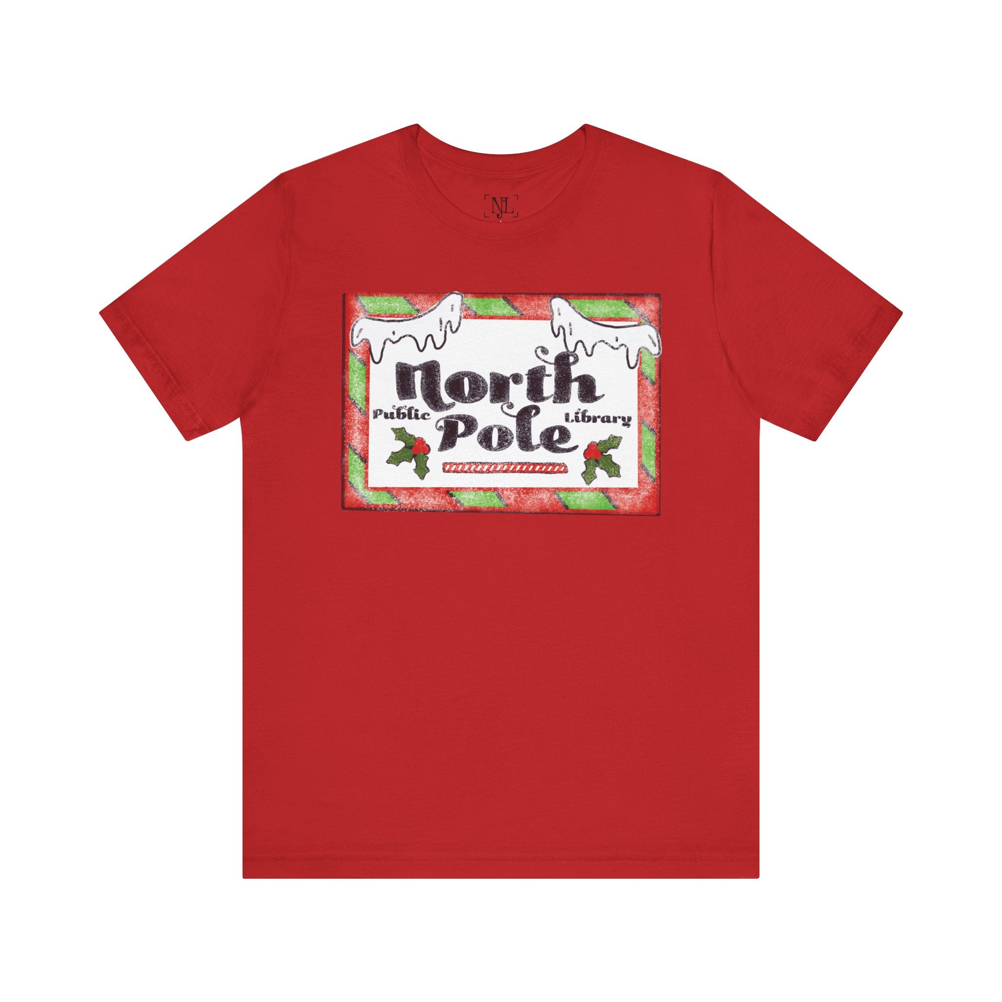 North Pole Library Short Sleeve Christmas Tee