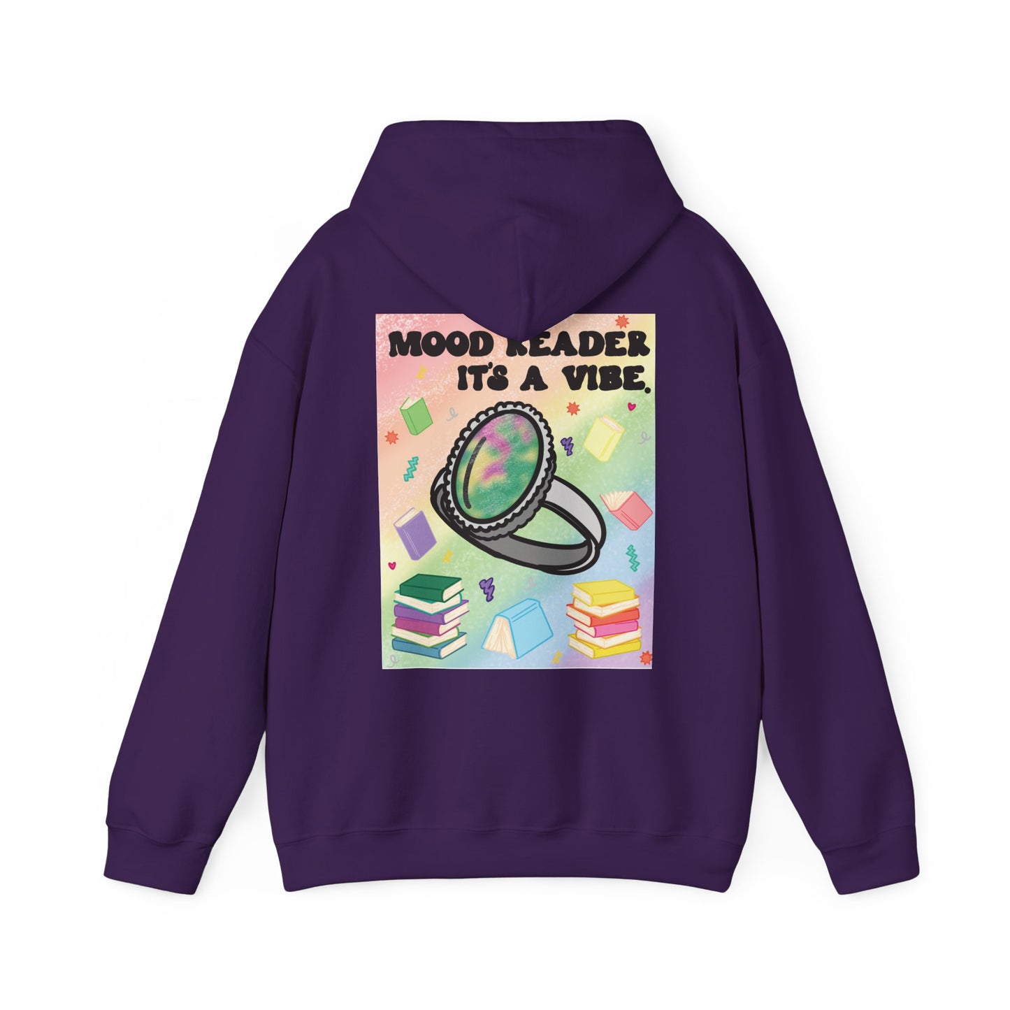 Mood Reader It's a Vibe Book Lover Pullover Graphic Hoodie (White Text)