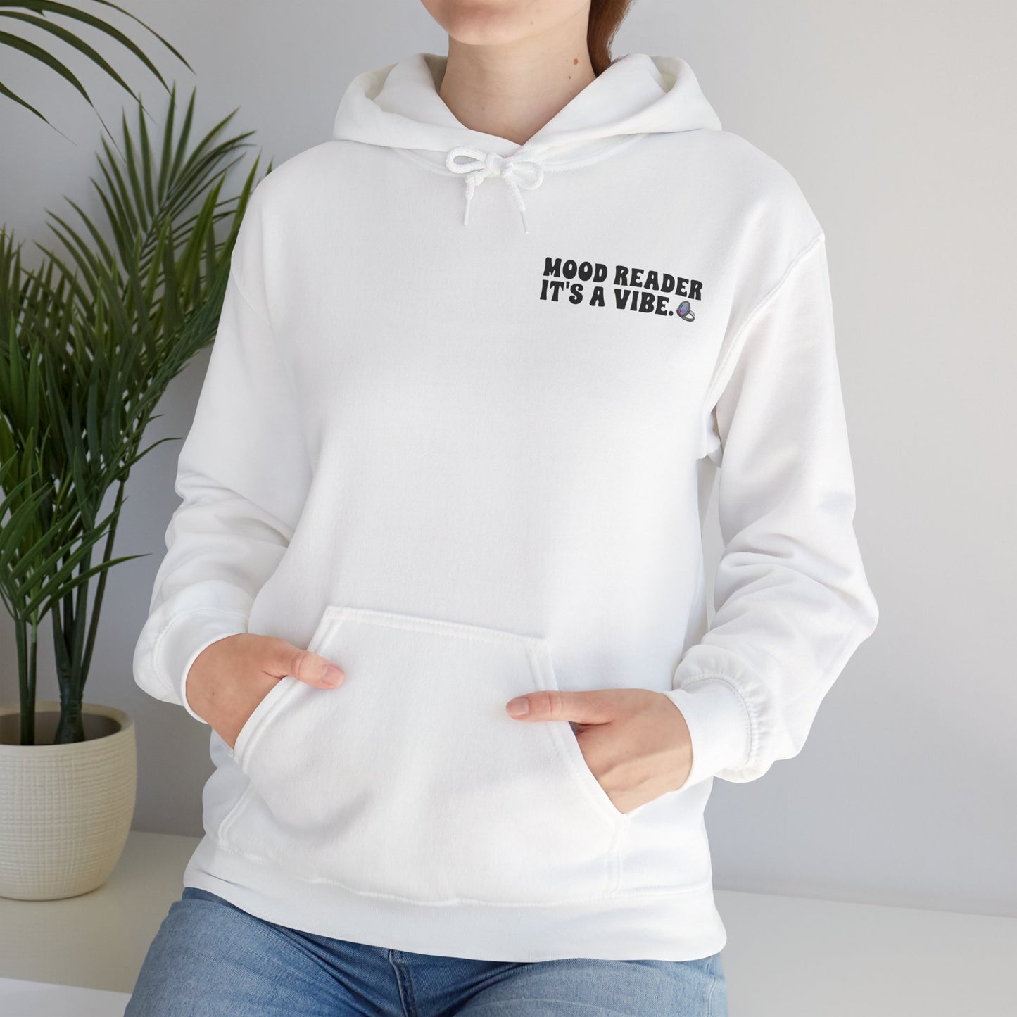 Mood Reader It's a Vibe Book Lover Pullover Graphic Hoodie (Black Text)