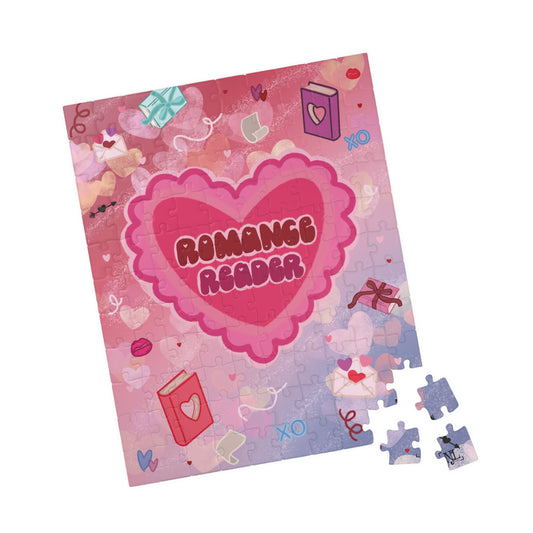 Romance Reader Heart Jigsaw Puzzle — Cute Valentine’s Day Romantic Book Lover Puzzle