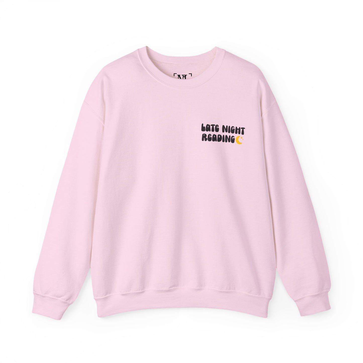 "Late Night Reading " — Cozy Book Lover Crewneck (Black Text)