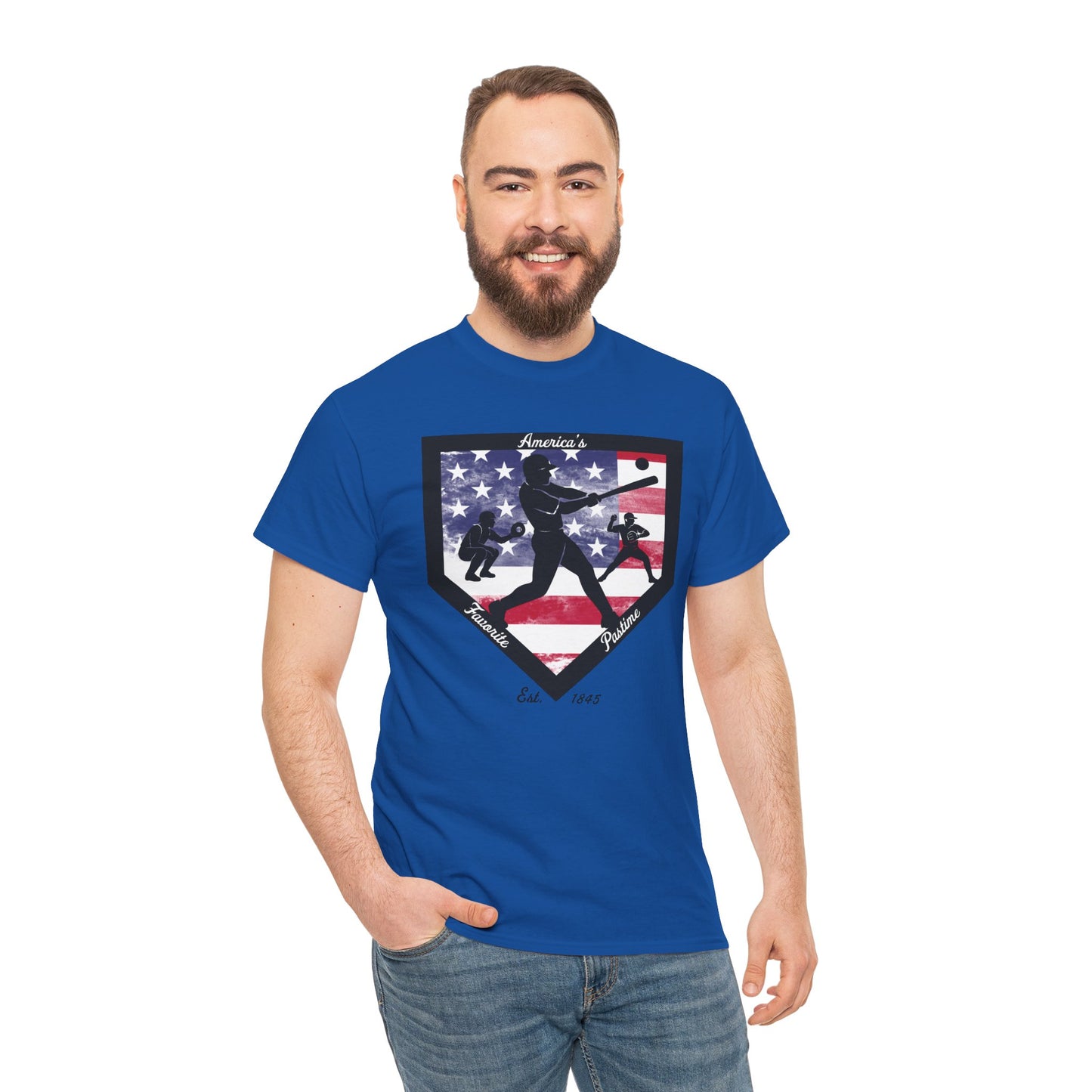 Baseball Home Plate American Flag T‑Shirt – America's Favorite Pastime Design