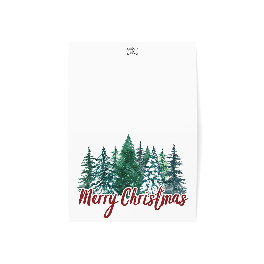 Merry Christmas Pine Forest Greeting Cards  (1, 10, 30, 50 pcs)