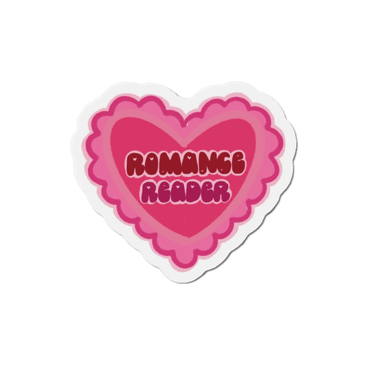 Romance Reader Heart Magnet — Pink Die-Cut Book Lover Magnet
