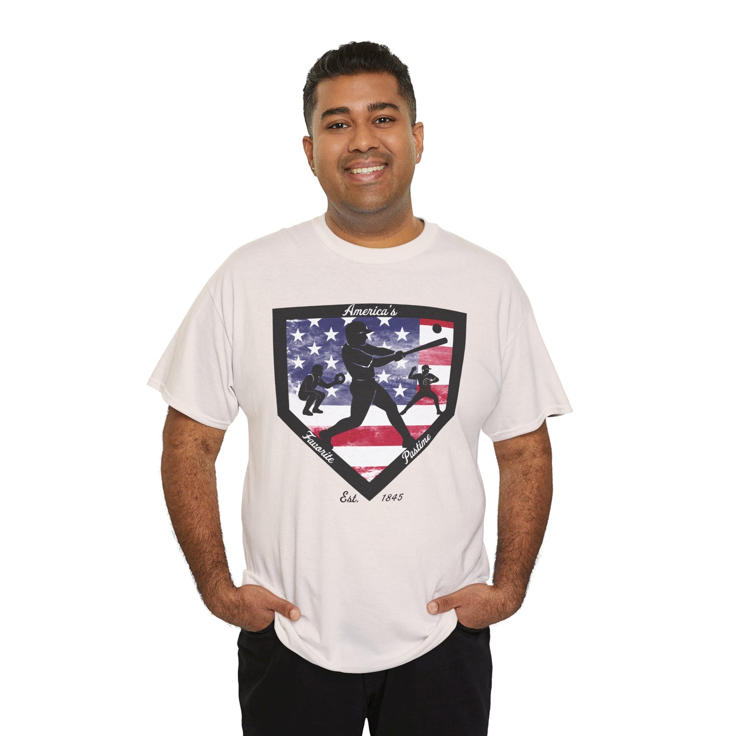 Baseball Home Plate American Flag T‑Shirt – America's Favorite Pastime Design