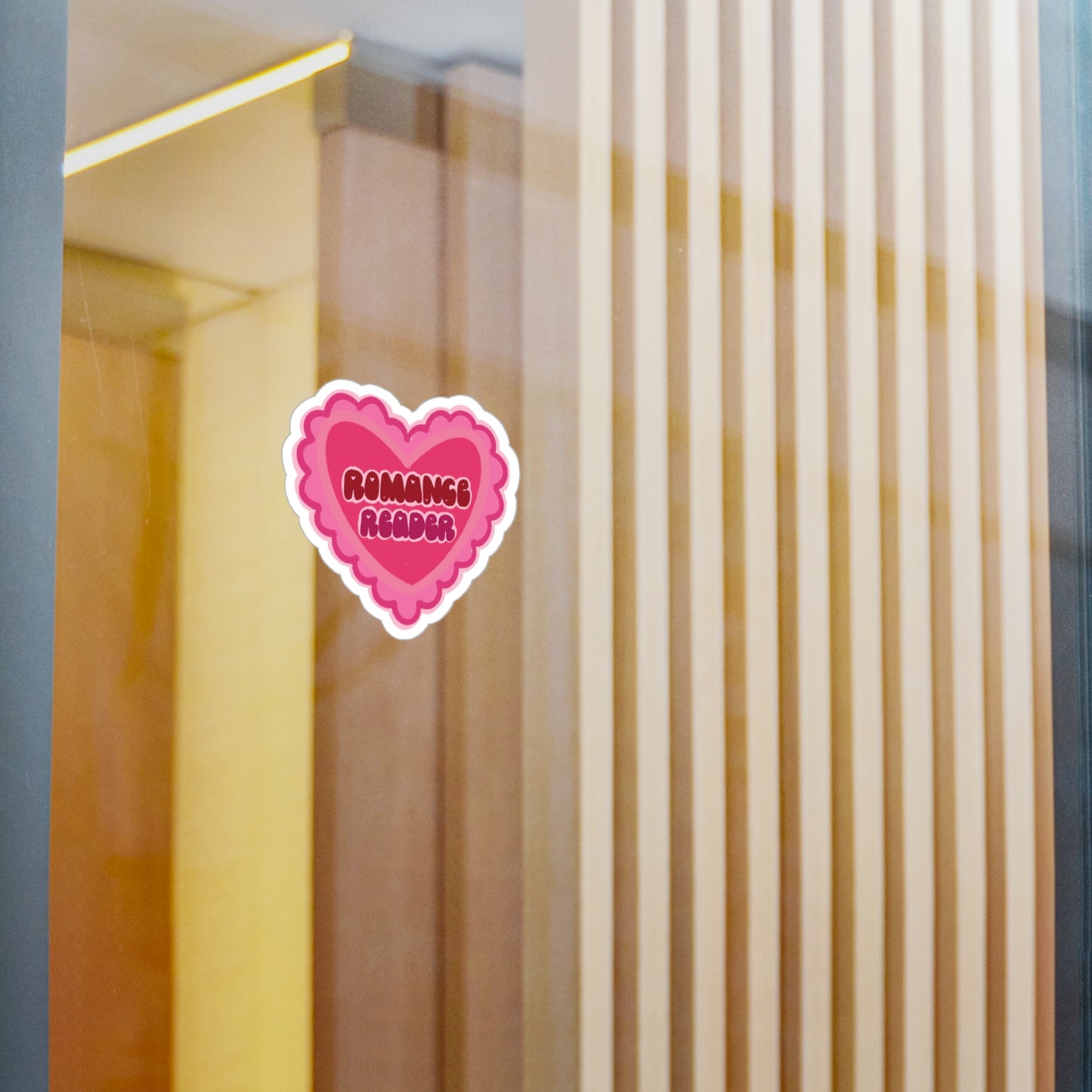 Romance Reader Heart Sticker — Pink Kiss-Cut Vinyl Decal