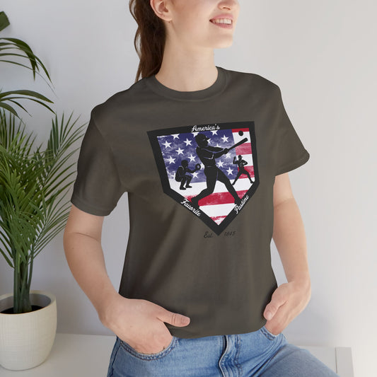 Baseball Home Plate USA Flag Tee — America's Favorite Pastime T-Shirt